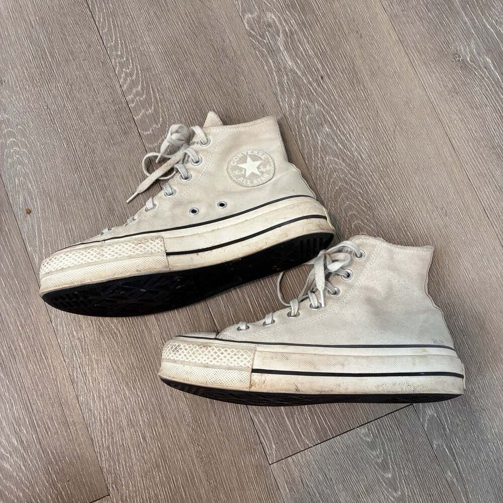 Converse Chuck Taylor High Top White Suede Platform Sneakers Stompers Grunge W 8 - Picture 3 of 7